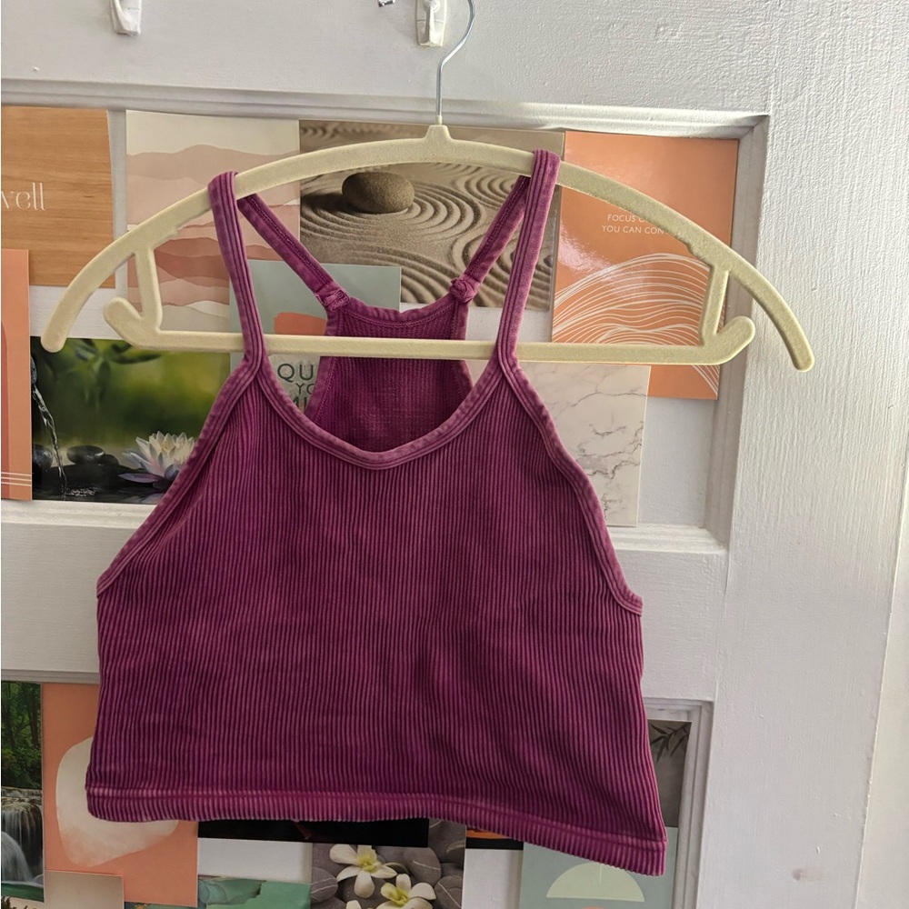 FP Movement by Free People Ribbed Magenta Crop Top